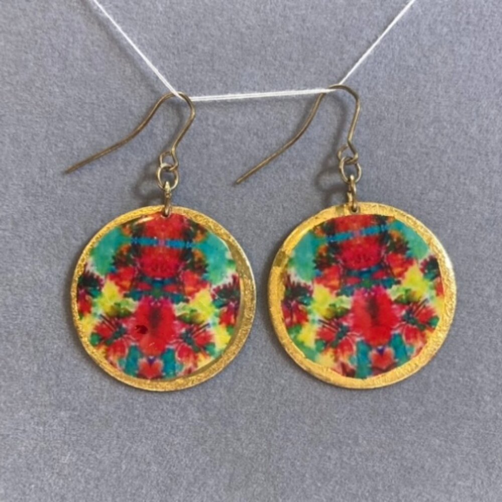 Colorful Gold Coin Earrings